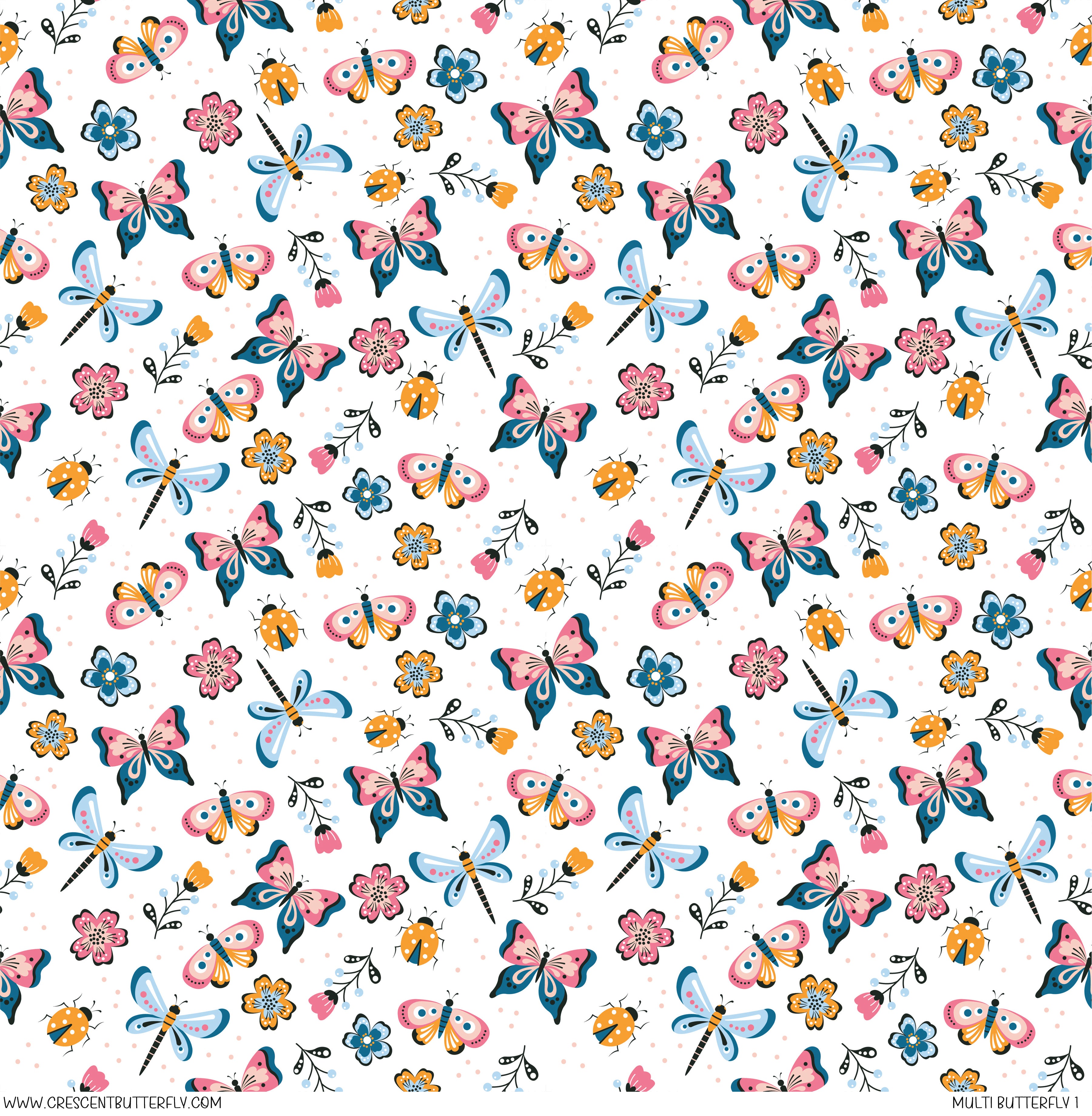 Multi Butterfly 1 Printed Vinyl Sheet/Wrap – Crescent Butterfly Design Co.