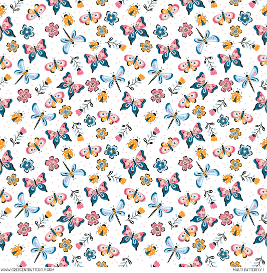 Multi Butterfly 1 Printed Vinyl Sheet/Wrap