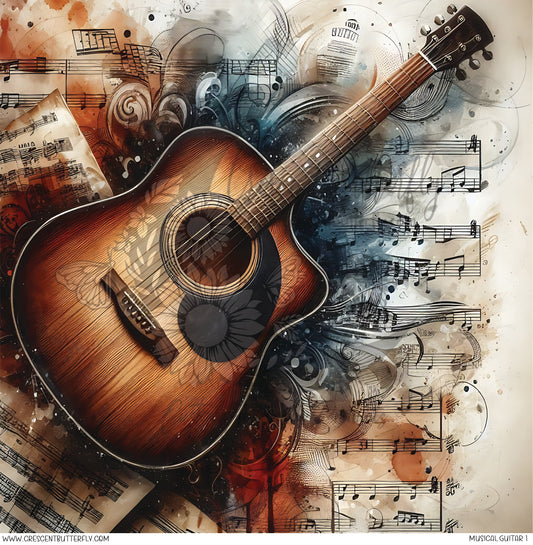 Musical Guitar 1 Printed Vinyl Sheet/Wrap