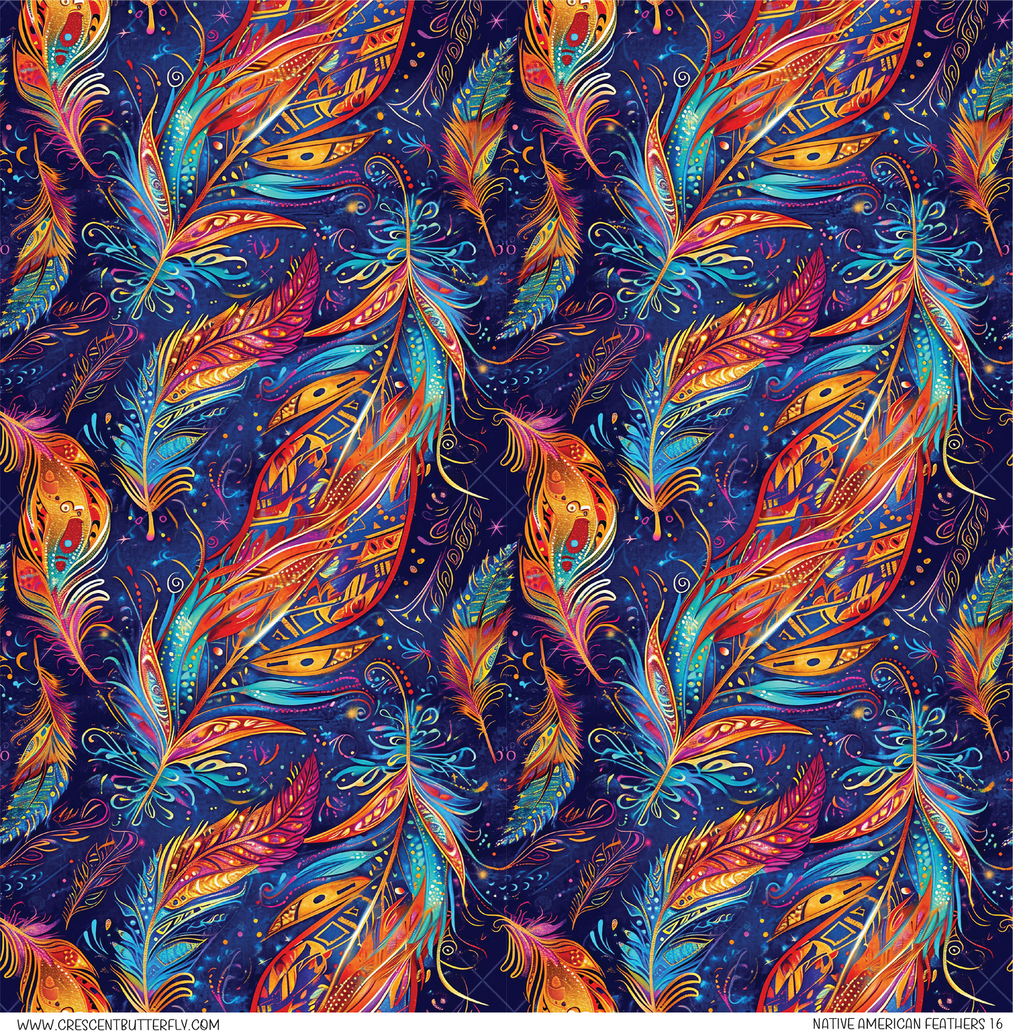 Native American Feathers 16 Pattern Vinyl Sheet/Wrap