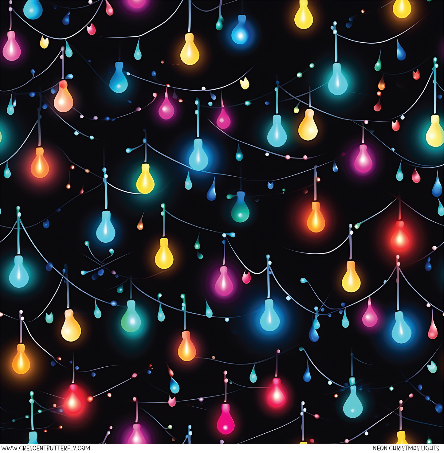 Neon Christmas Lights Pattern Vinyl Sheet/Wrap