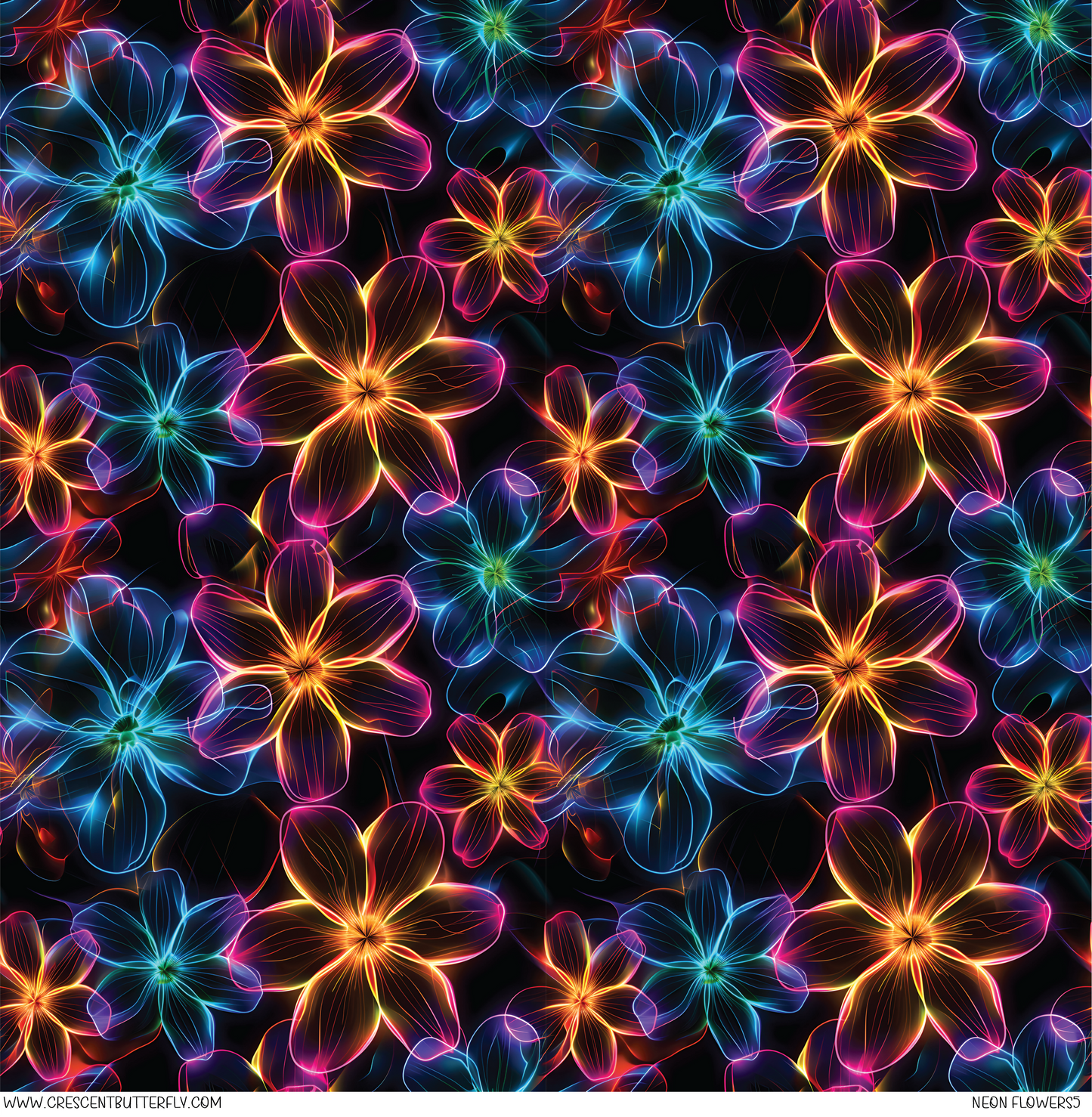 Neon Flowers 5 Pattern Vinyl Sheet/Wrap