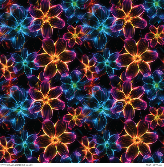 Neon Flowers 5 Pattern Vinyl Sheet/Wrap