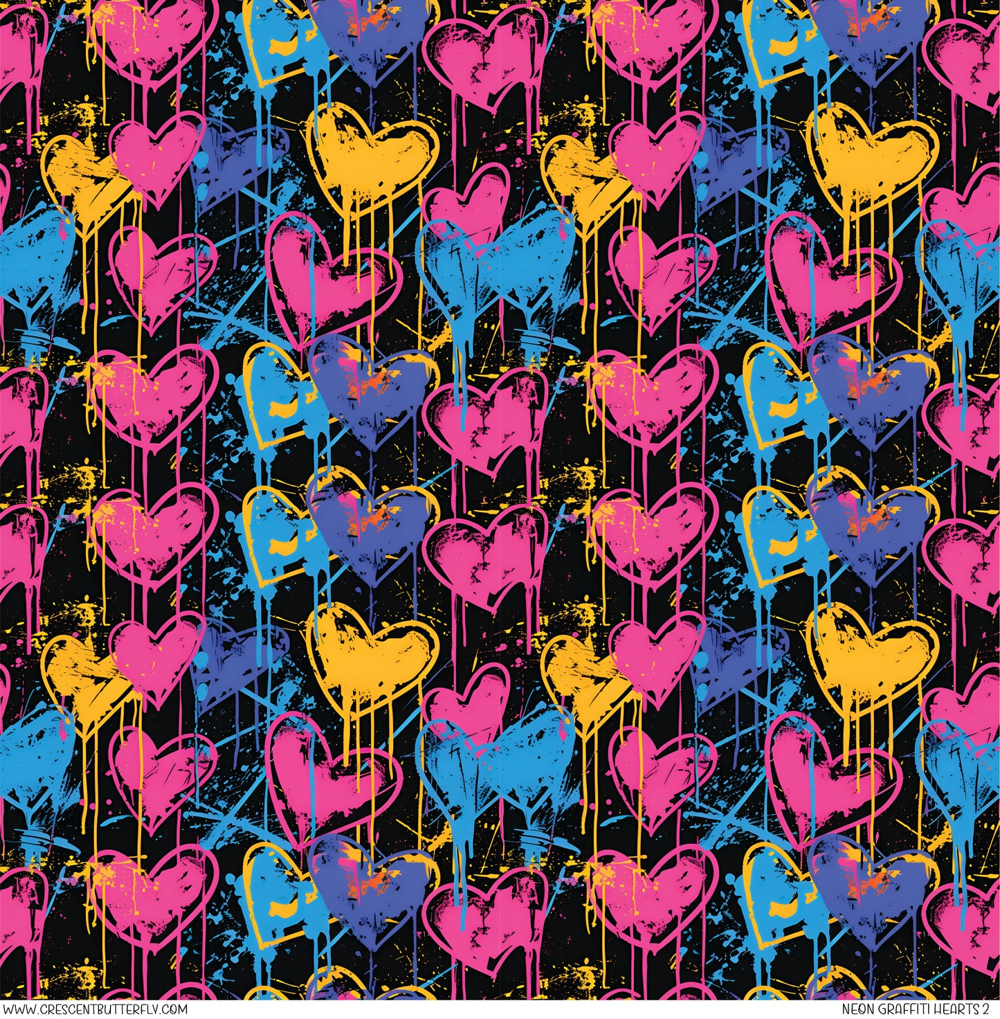 Neon Graffiti Hearts 2 Printed Vinyl Sheet-Tumbler Wrap