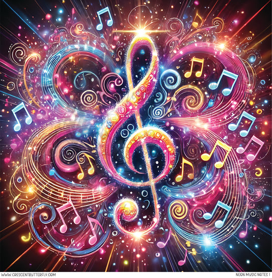 Neon Music Notes 1 Printed Vinyl Sheet/Wrap