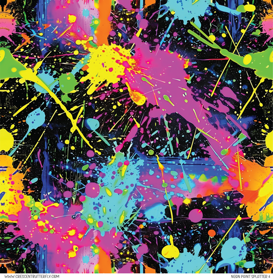 Neon Paint Splatter 4 Printed Vinyl Sheet/Wrap