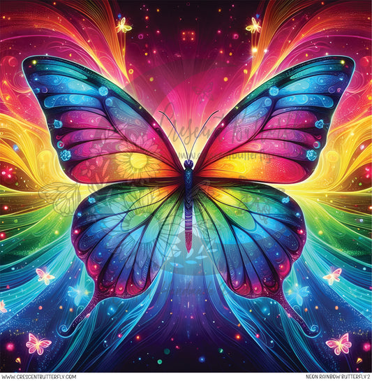 Neon Rainbow Butterfly 2 Printed Vinyl Sheet/Wrap