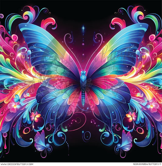 Neon Rainbow Butterfly 3 Printed Vinyl Sheet/Wrap