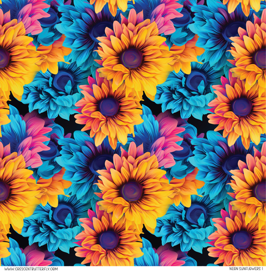 Neon Sunflowers 1 Pattern Vinyl Sheet/Wrap