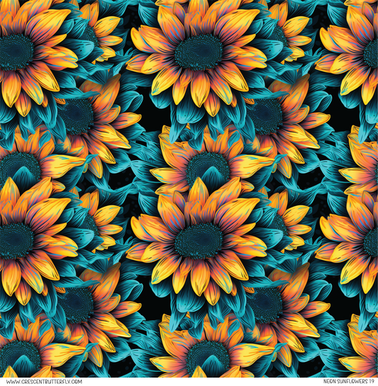 Neon Sunflowers 19 Pattern Vinyl Sheet/Wrap