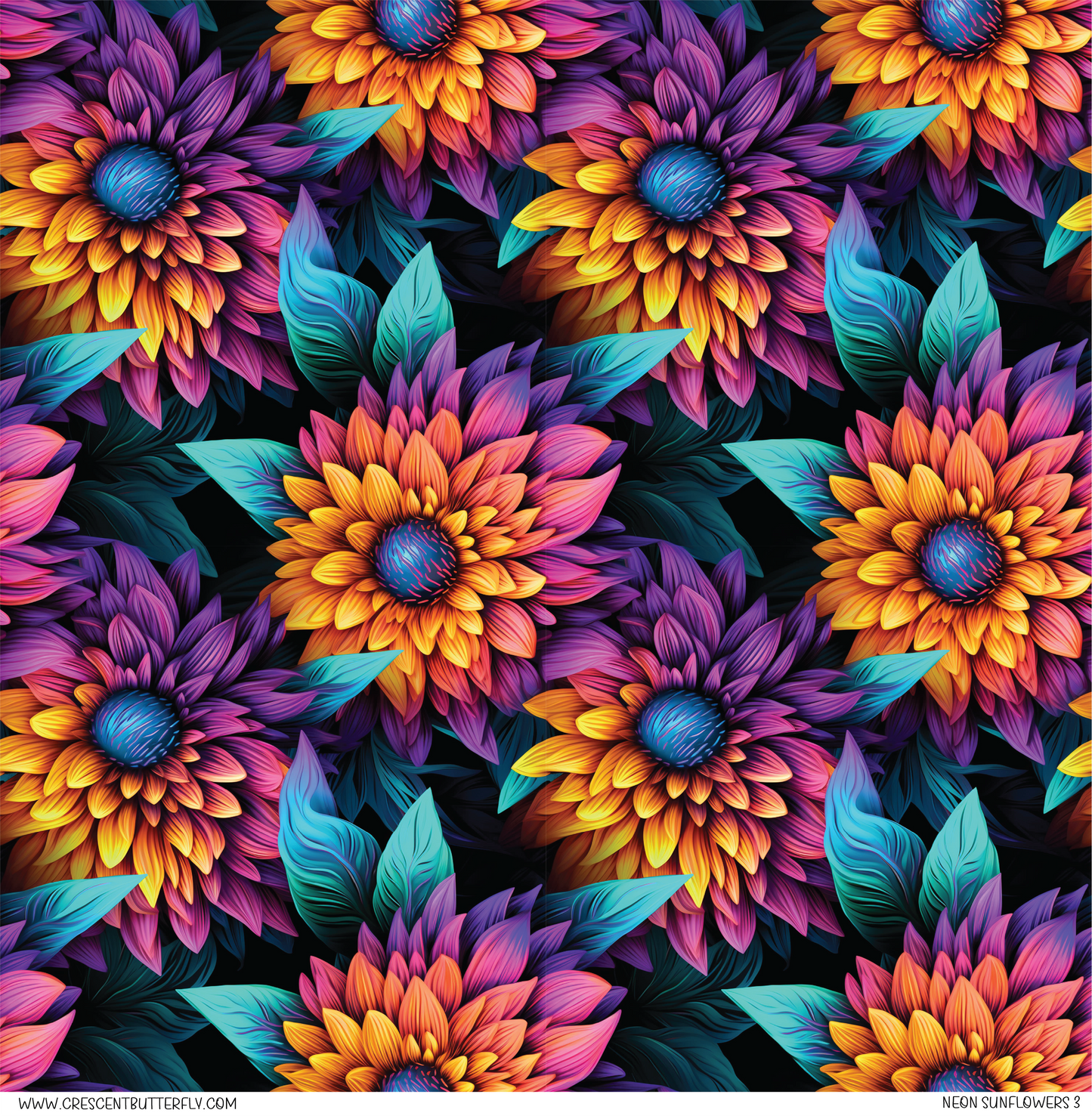 Neon Sunflowers 3 Pattern Vinyl Sheet/Wrap