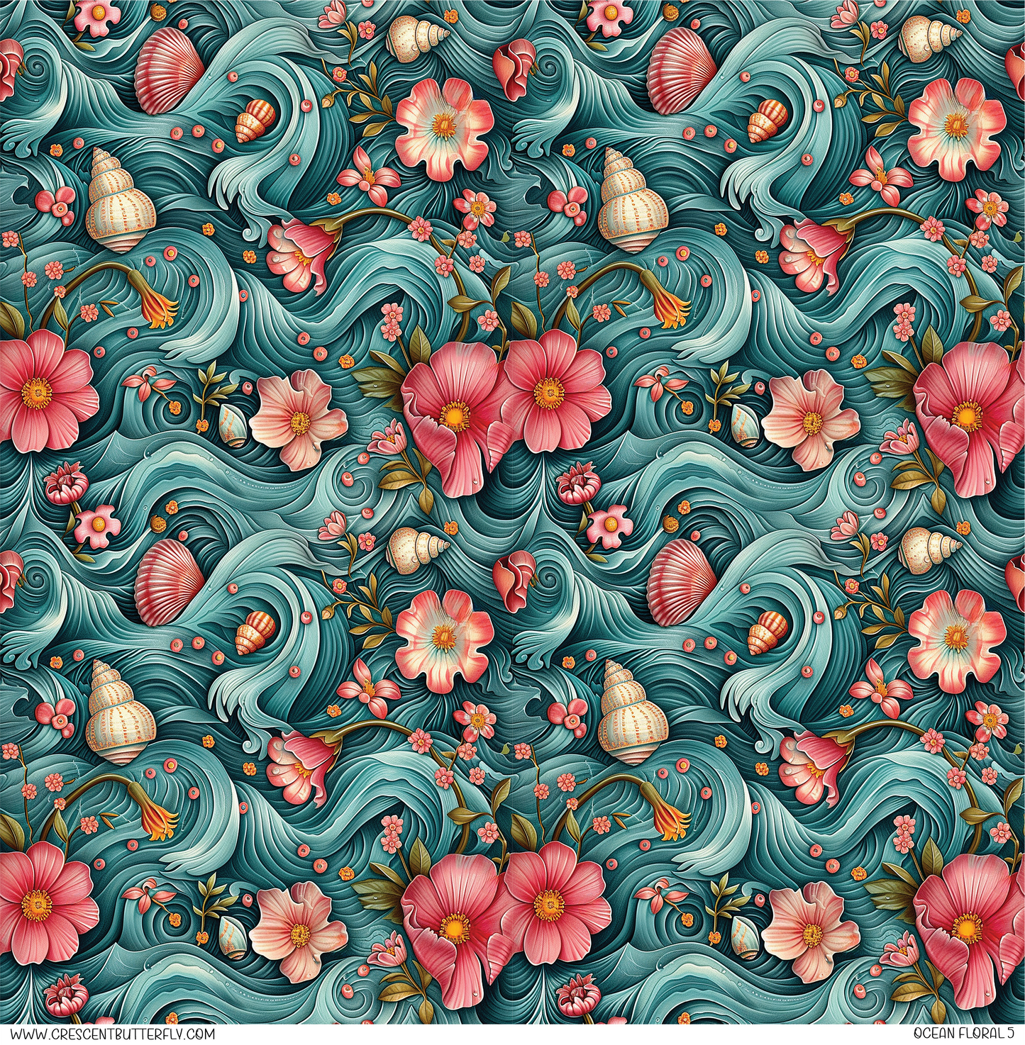 Ocean Floral 5 Pattern Vinyl Sheet/Wrap