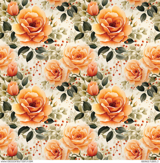 Orange Floral 2 Printed Vinyl Sheet/Wrap