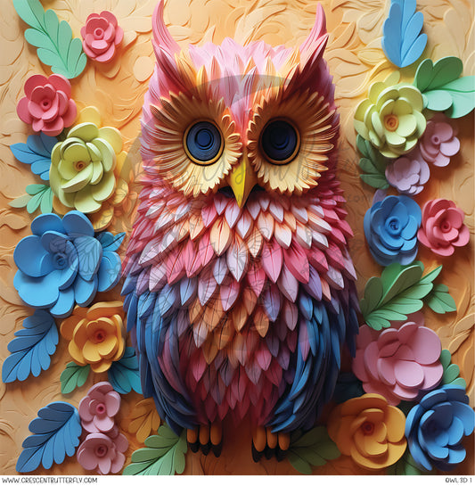 Owl 3D 1 Printed Vinyl Sheet/Wrap