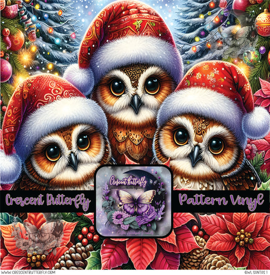 Owl Santas 1 Printed Vinyl Sheet/Wrap