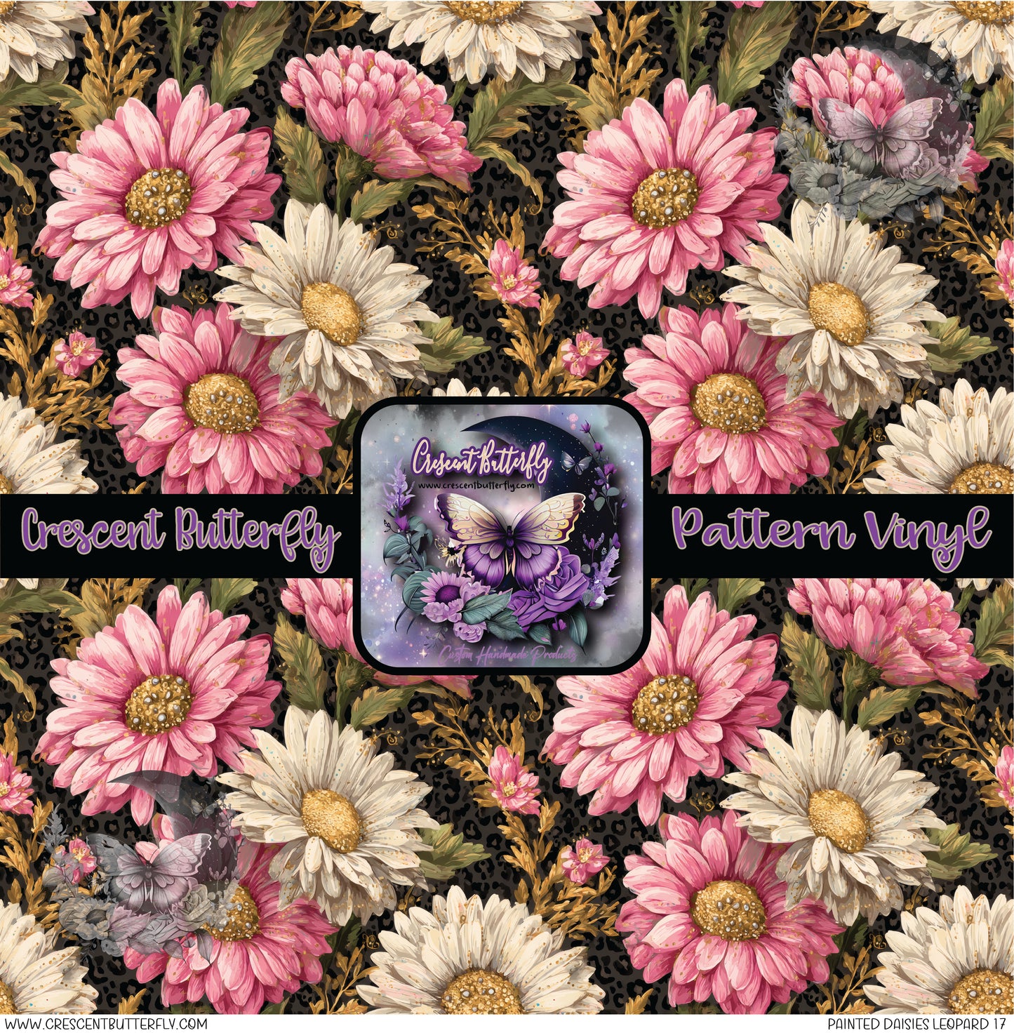 Painted Daisies Leopard 17 Printed Vinyl Sheet/Wrap
