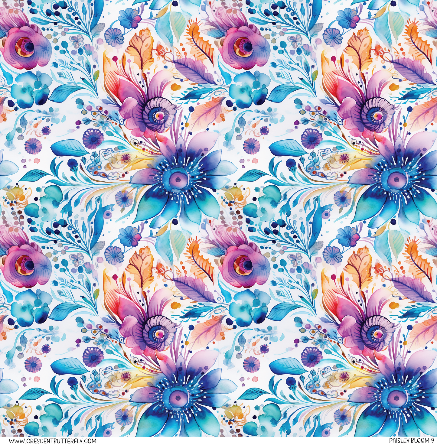 Paisley Bloom 9 Printed Vinyl Sheet/Wrap