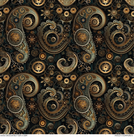 Paisley Steampunk 8 Pattern Vinyl Sheet/Wrap