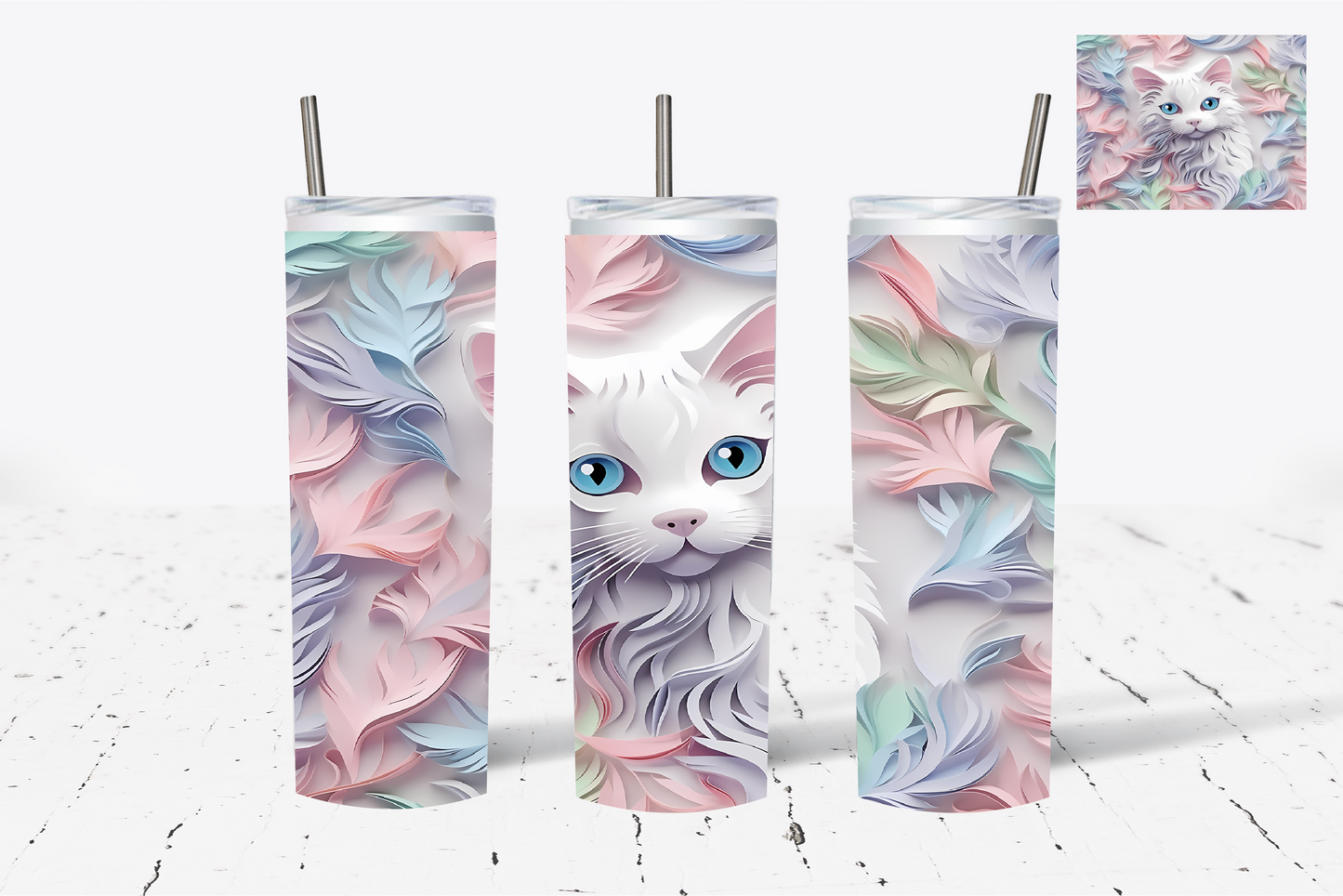 Pastel Cat- Sublimation Tumbler Wrap Print