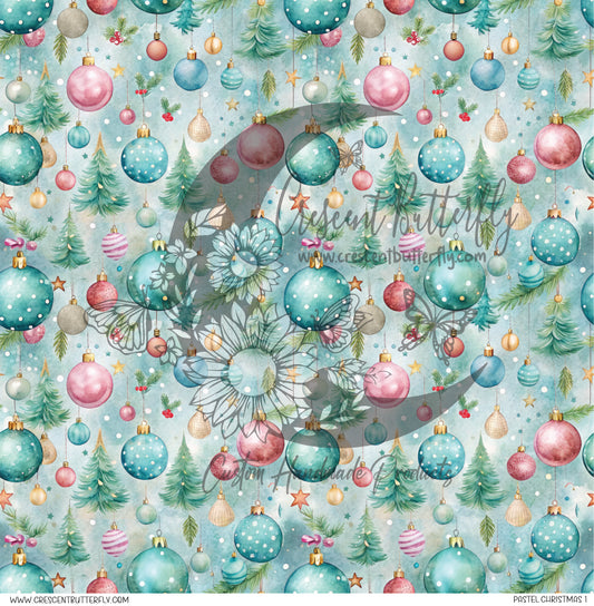 Pastel Christmas 1 Printed Vinyl Sheet/Wrap