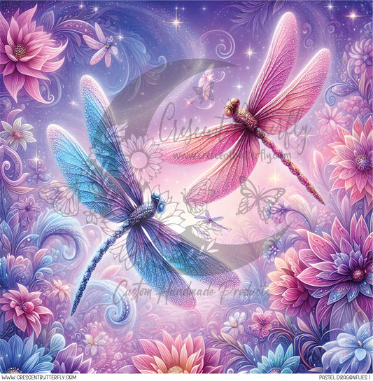 Pastel Dragonflies 1 Printed Vinyl Sheet/Wrap
