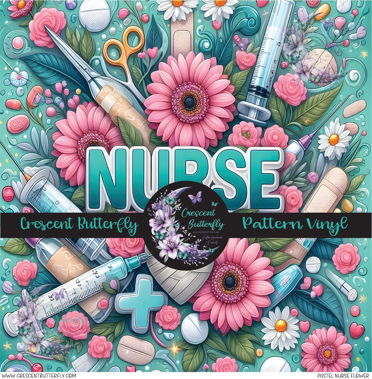 Pastel Nurse Flower Printed Vinyl Sheet/Wrap