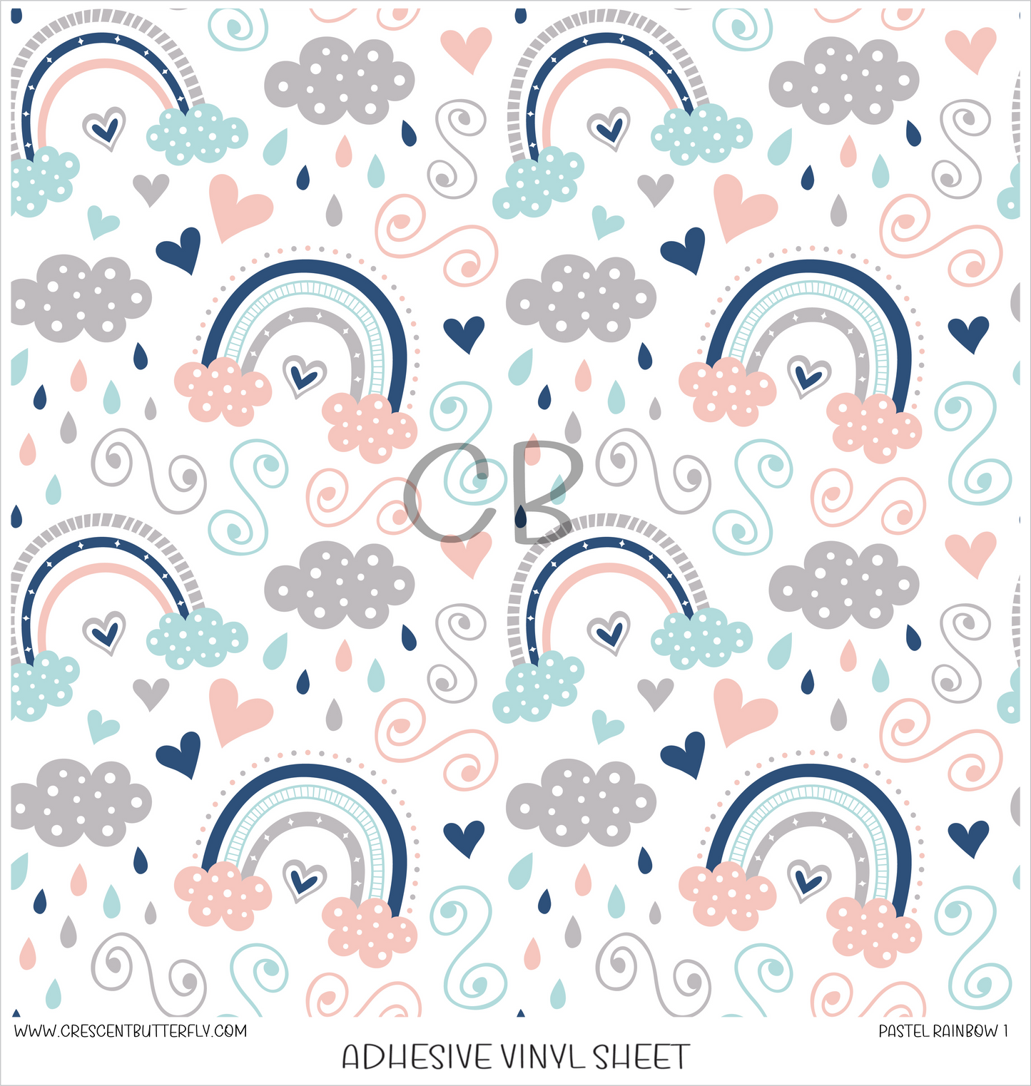 Pastel Rainbow 1 Printed Vinyl Sheet/Wrap