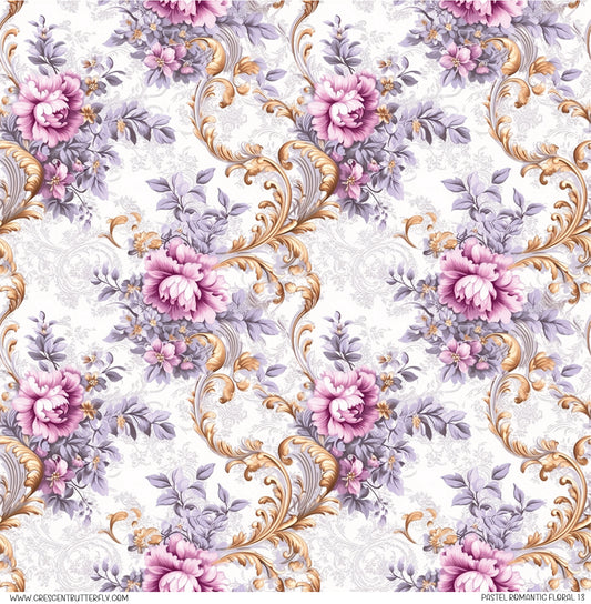 Pastel Romantic Floral 13 Printed Vinyl Sheet/Wrap