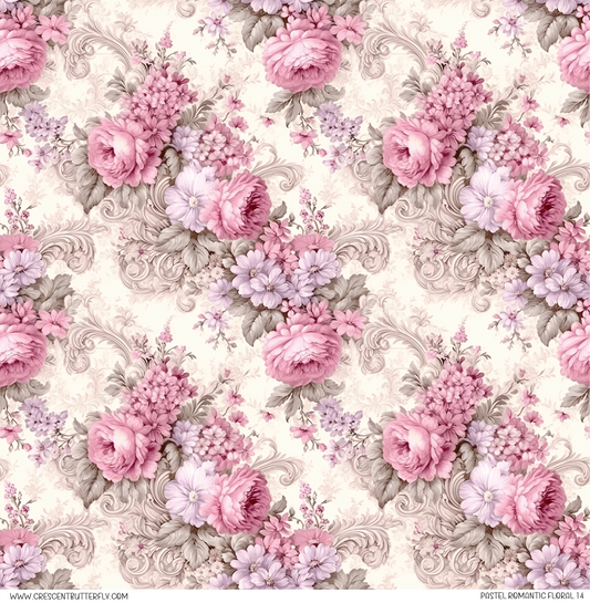 Pastel Romantic Floral 14 Pattern Vinyl Sheet/Wrap