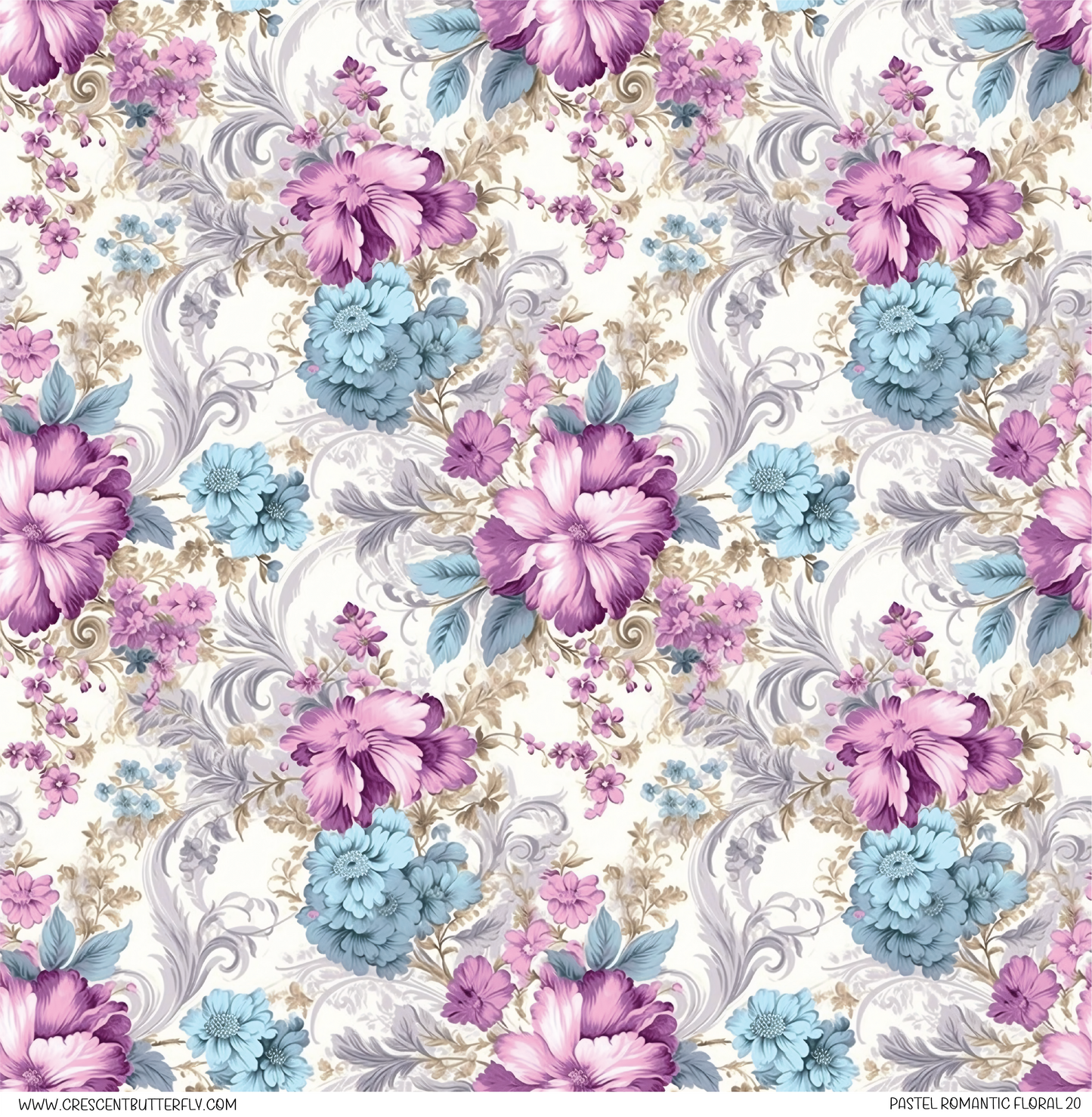 Pastel Romantic Floral 20 Pattern Vinyl Sheet/Wrap