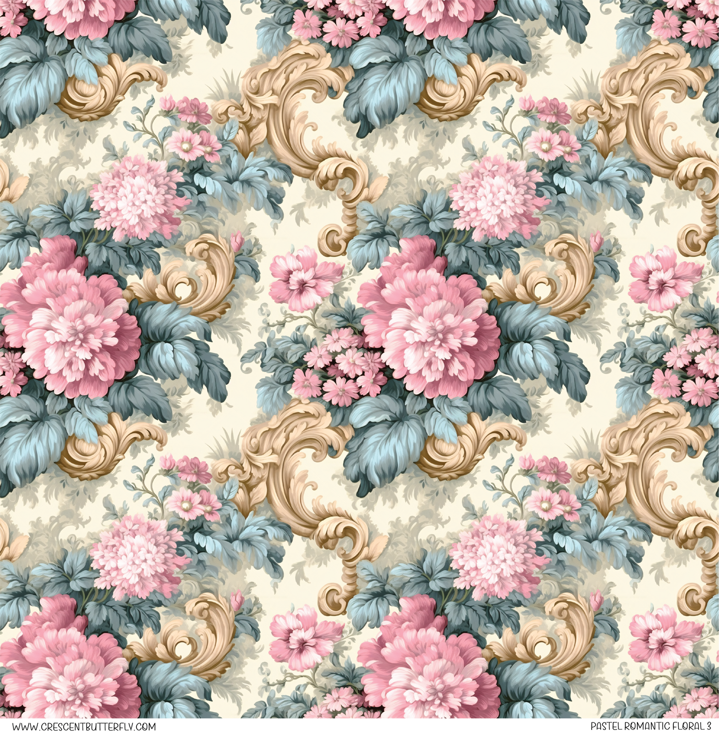 Pastel Romantic Floral 3 Pattern Vinyl Sheet/Wrap