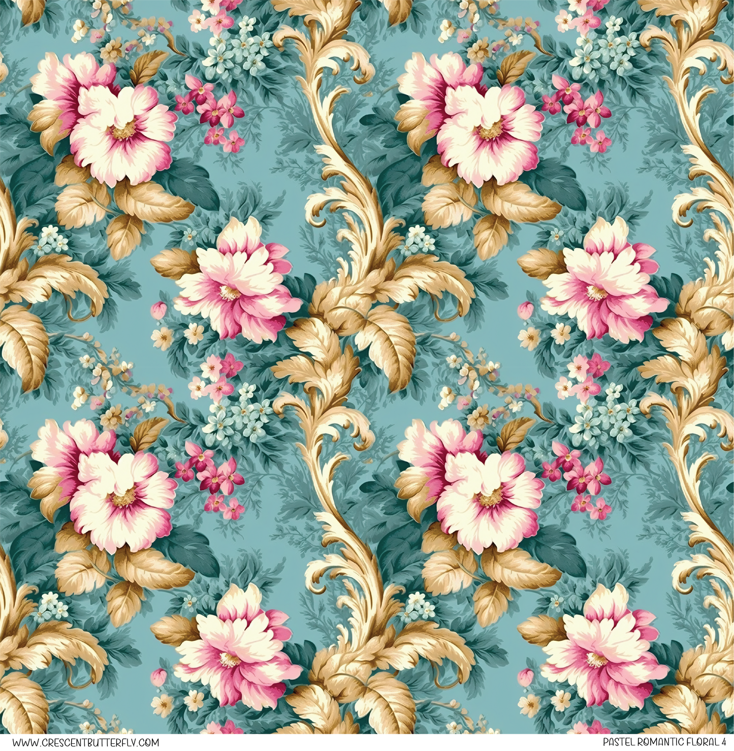 Pastel Romantic Floral 4 Pattern Vinyl Sheet/Wrap