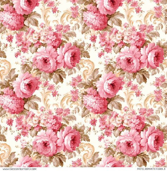 Pastel Romantic Floral 8 Pattern Vinyl Sheet/Wrap