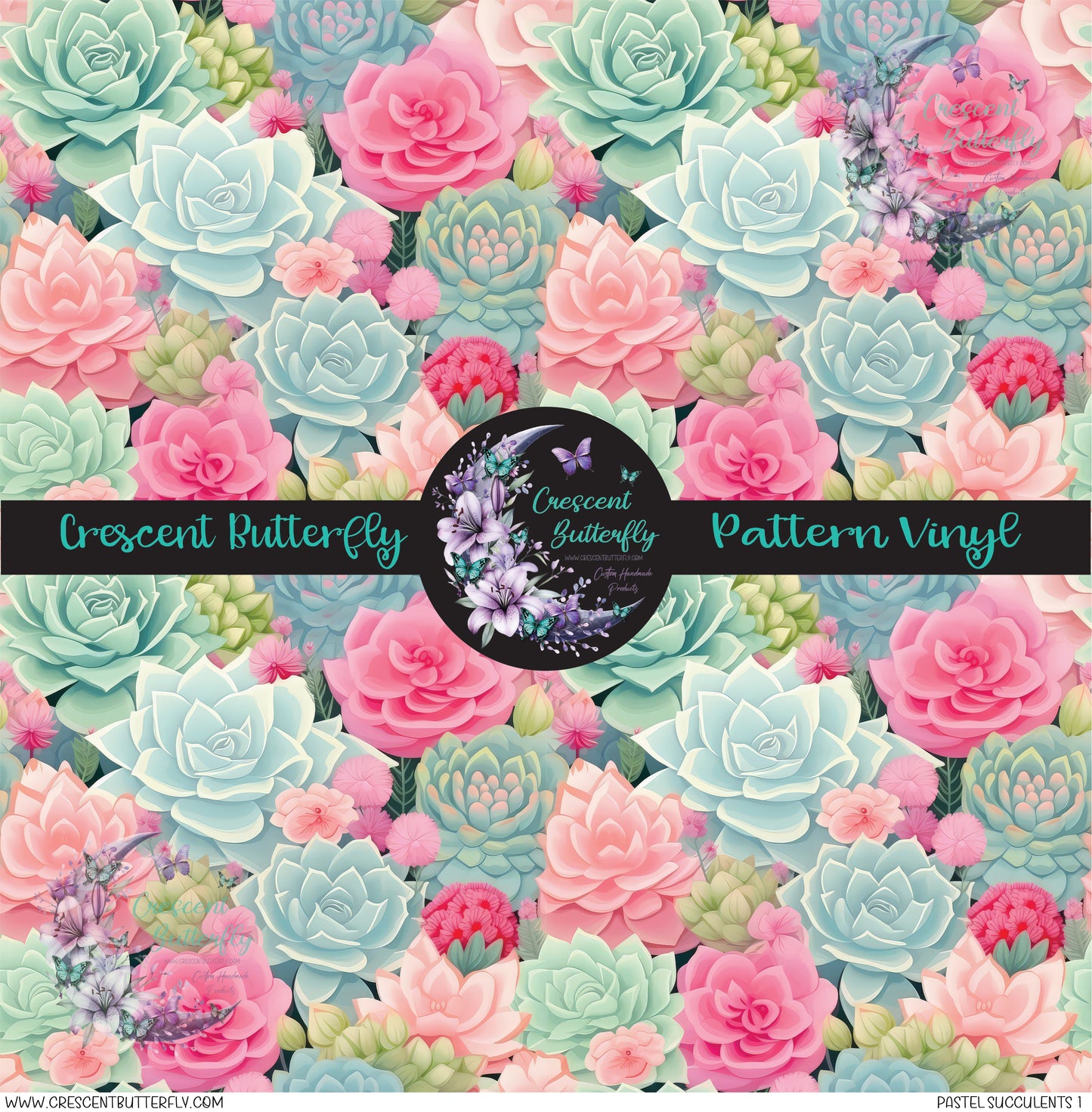 Pastel Succulents 1 Printed Vinyl Sheet/Wrap