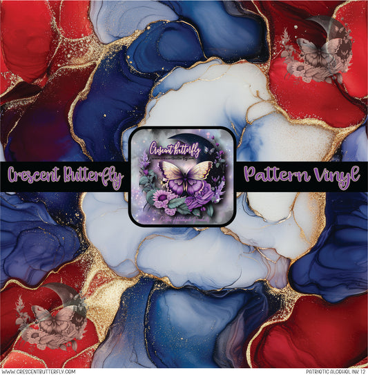 Patriotic Alcohol Ink 12 Printed Vinyl Sheet/Wrap