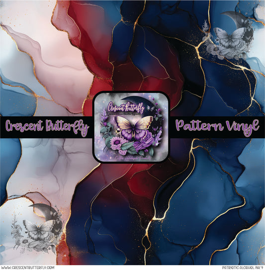 Patriotic Alcohol Ink 9 Printed Vinyl Sheet/Wrap