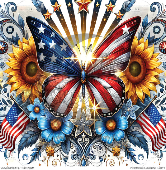 Patriotic American Butterfly 1 Printed Vinyl Sheet/Wrap