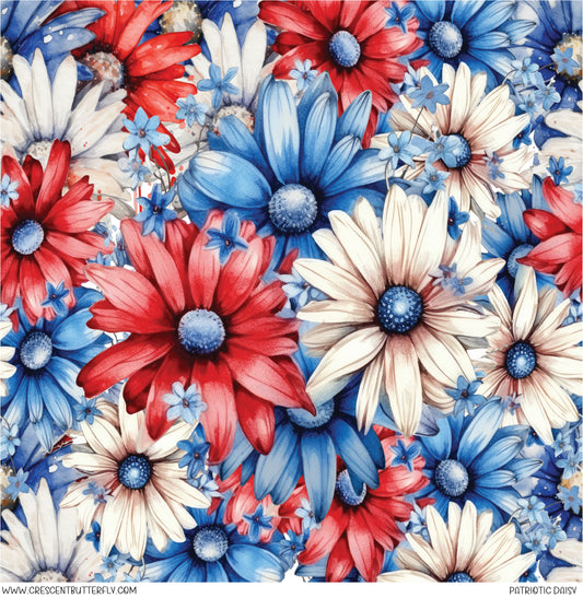 Patriotic Daisy Printed Vinyl Sheet/Wrap