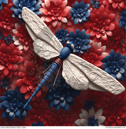 Patriotic Dragonfly 3D Printed Vinyl Sheet/Wrap