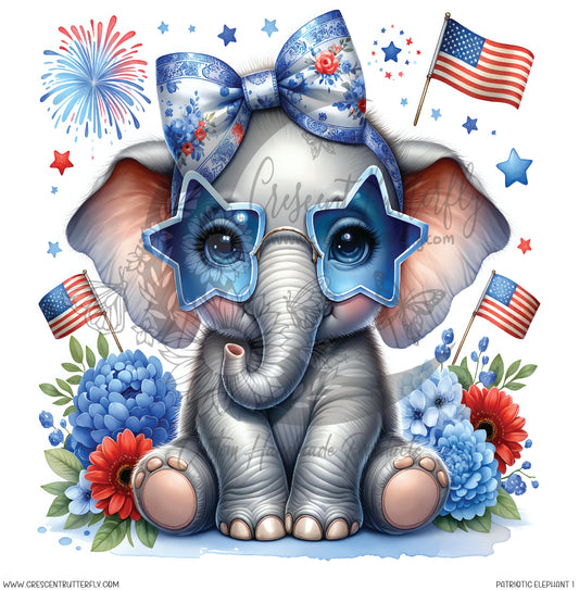 Patriotic Elephant 1 Printed Vinyl Sheet/Wrap