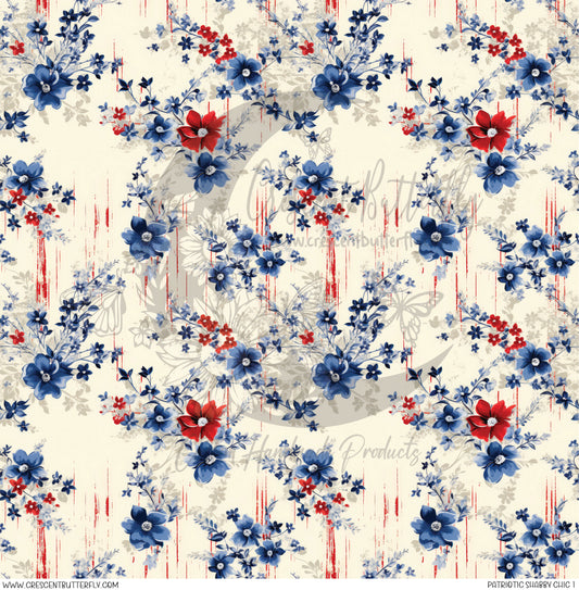 Patriotic Shabby Chic 1 Printed Vinyl Sheet/Wrap