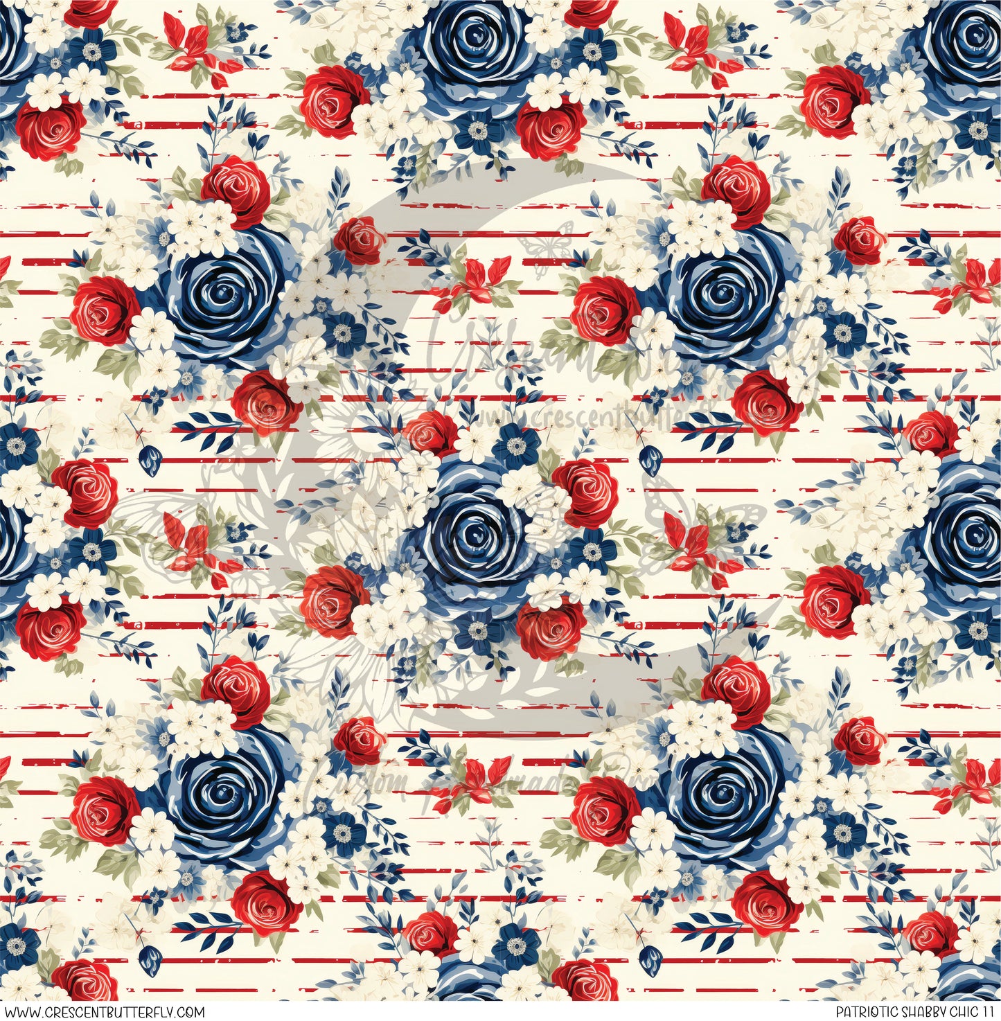 Patriotic Shabby Chic 11 Printed Vinyl Sheet/Wrap