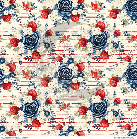 Patriotic Shabby Chic 11 Printed Vinyl Sheet/Wrap