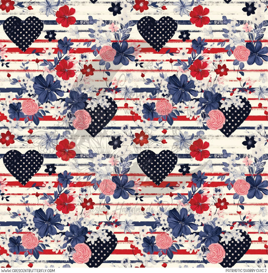 Patriotic Shabby Chic 2 Printed Vinyl Sheet/Wrap