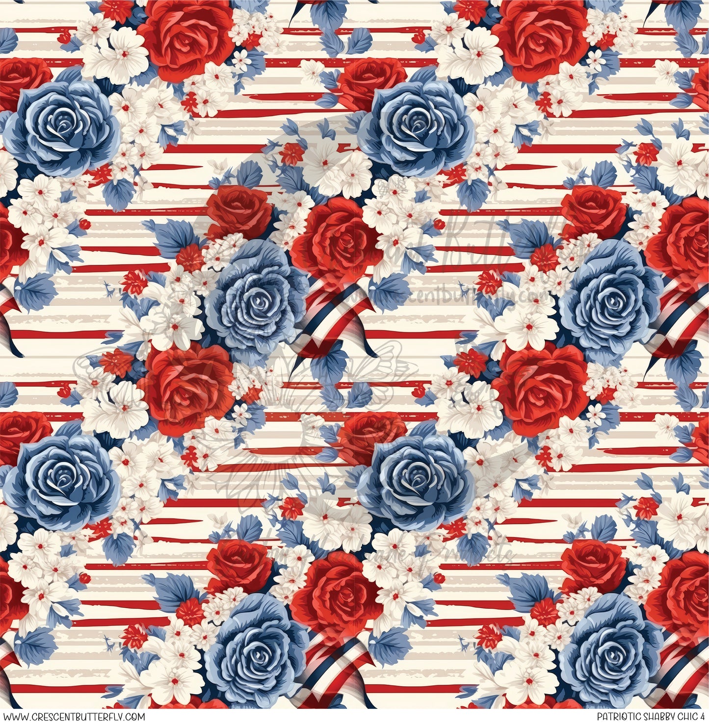 Patriotic Shabby Chic 4 Printed Vinyl Sheet/Wrap