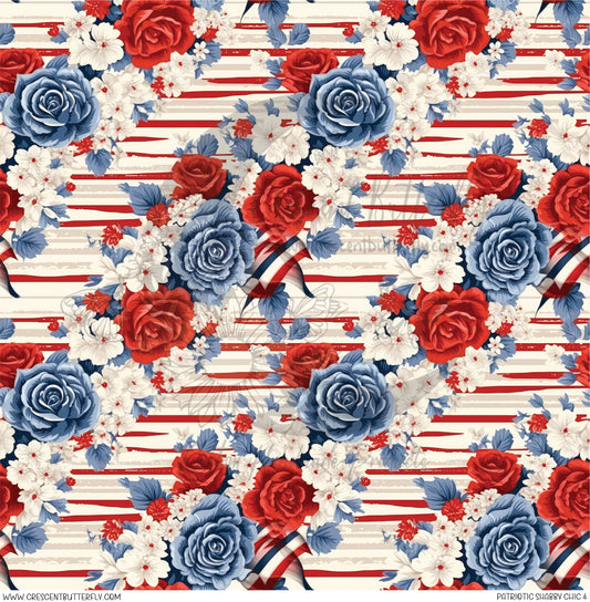 Patriotic Shabby Chic 4 Printed Vinyl Sheet/Wrap