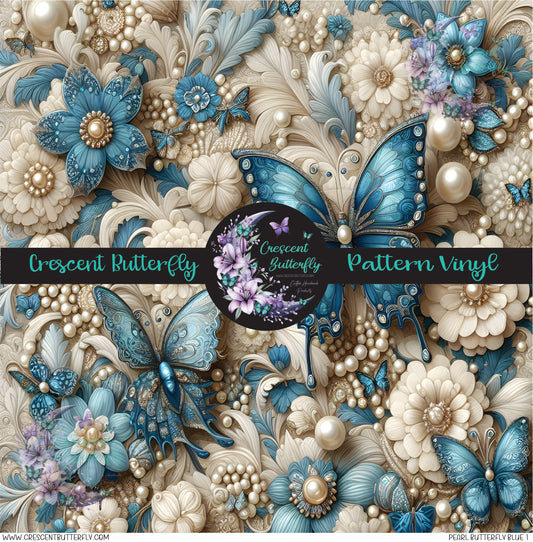 Pearl Butterfly Blue 1 Printed Vinyl Sheet/Wrap
