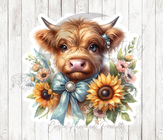 Pearls Highland Cow 9 Sticker / Decal
