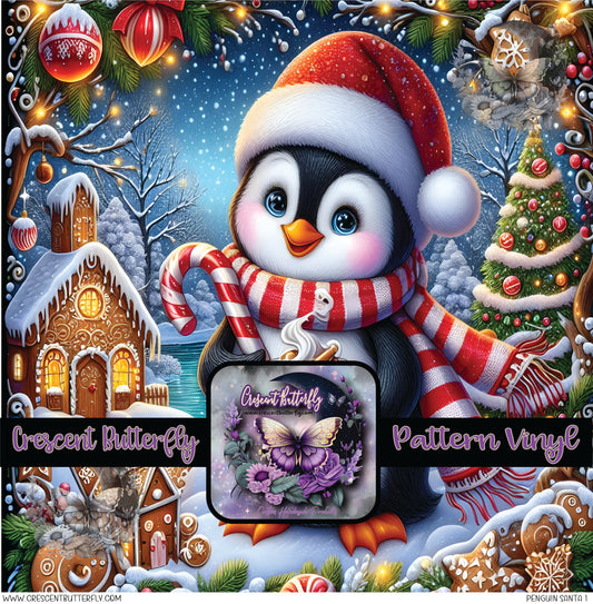 Penguin Santa 1 Printed Vinyl Sheet/Wrap