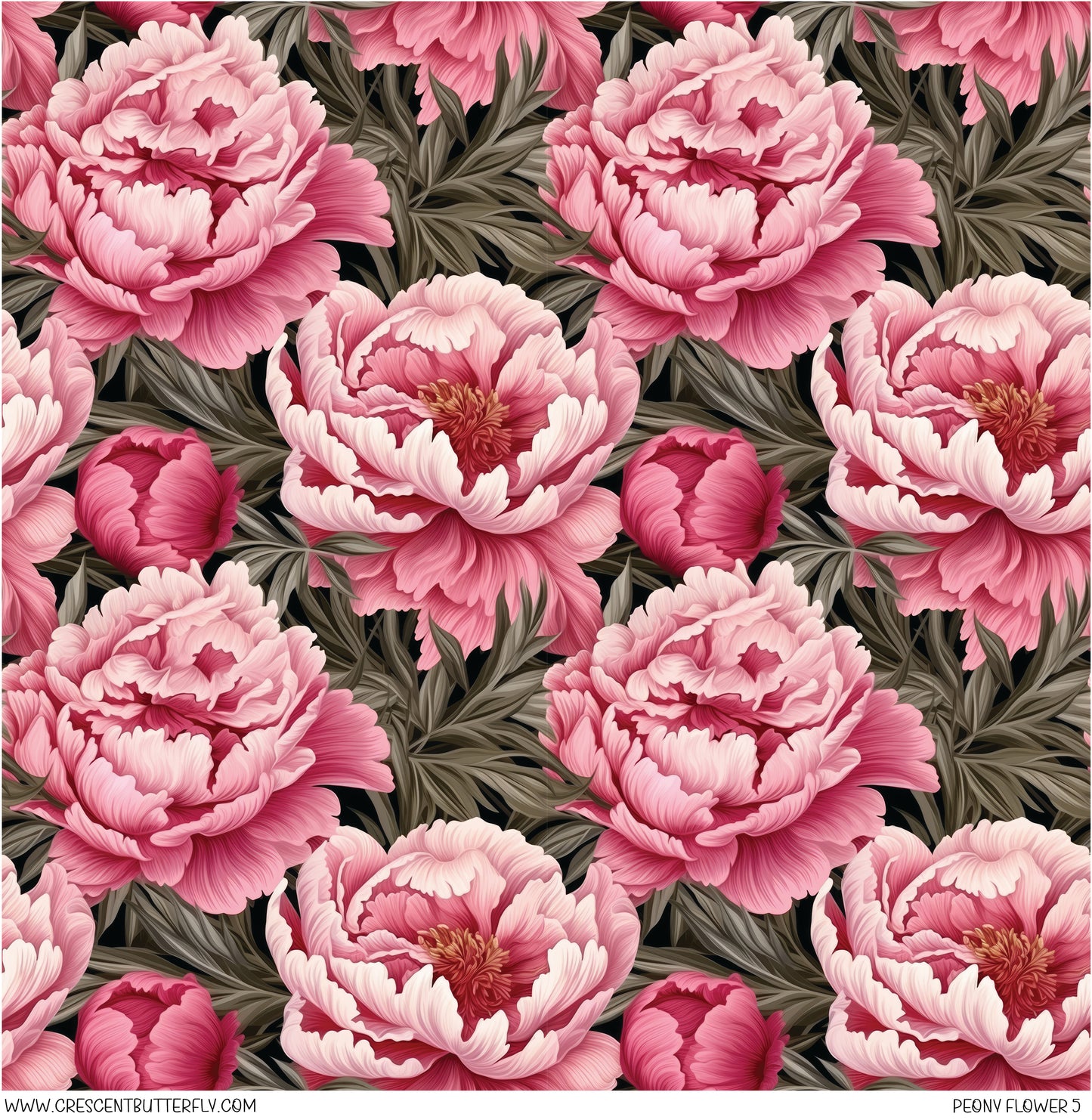 Peony Flower 5 Printed Vinyl Sheet/Wrap